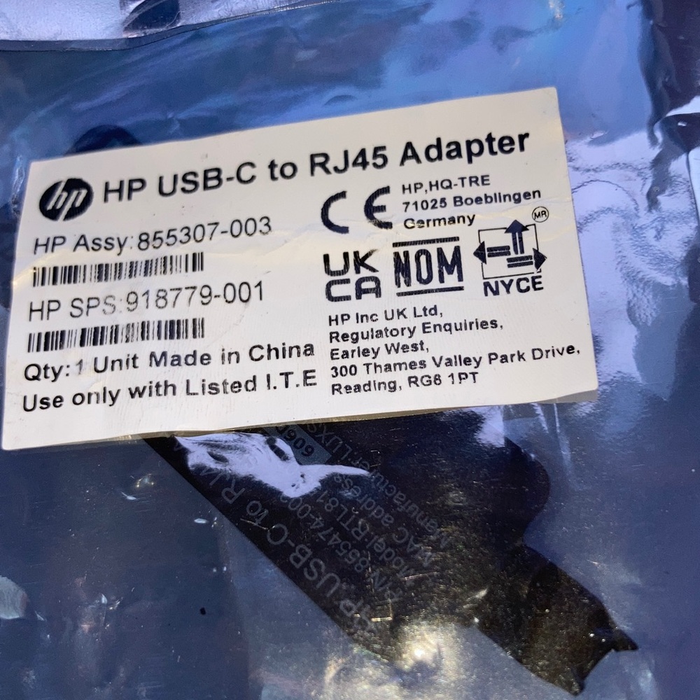 HEWLETT PACKARD USB-C to RJ45 Adapter NEW - Picture 5 of 12